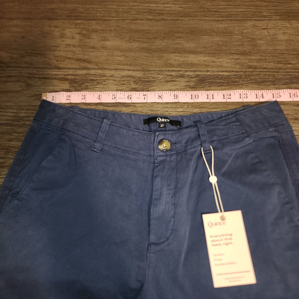Quince Stretch Cotton Twill Girlfriend Chino Pants NWT Navy Size 24 - Picture 4 of 8